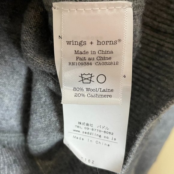 wings + horns Wool Cashmere Pullover Sweater Men's Small Business Casual Neutral - Picture 9 of 9